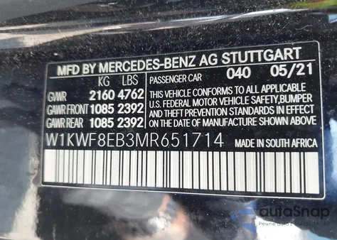 2021 Mercedes-Benz C 300 4Matic from USA, damaged, VIN W1KWF8EB3MR651714